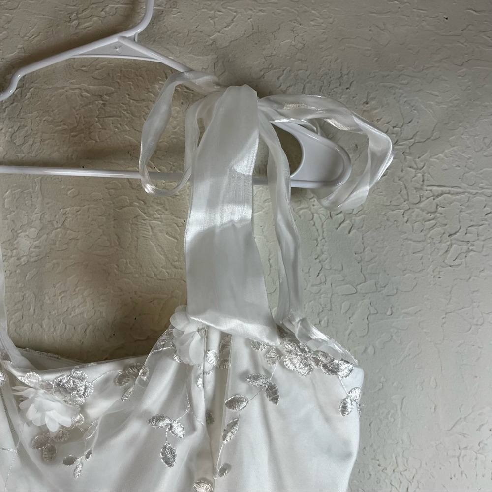 Lulu's Effortlessly Sweet White Tulle 3D Floral Tie-Strap Midi Dress - Picture 5 of 14